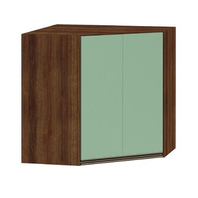 Armário Para Cozinha Canto 2 Portas Dourado Com Verde
