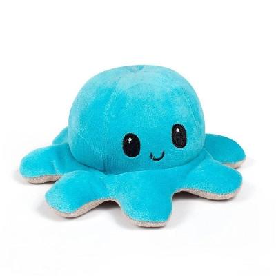 Polvo Humor Reversível De Pelúcia Feliz Triste Azul E Bege