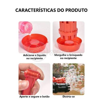 Máquina Elétrica Tiktok Lança Bolhas Vermelho