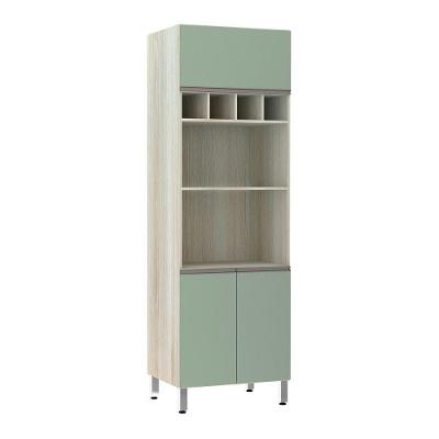 Paneleiro 70 Cm Duplo Nicho Luci Legno Crema Com Verde Jade