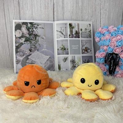 Polvo Reversível De Pelúcia Feliz E Bravo Laranja E Amarelo