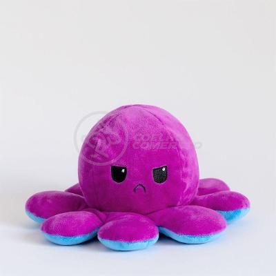 Polvo Reversível De Pelúcia Humor Feliz E Bravo Azul E Roxo
