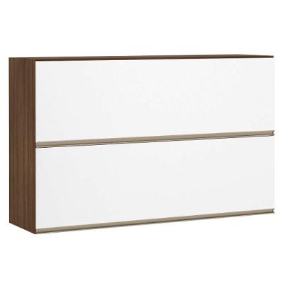Armário Cozinha Duplo 120 Cm 2 Portas Dourado Com Branco