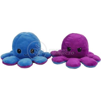 Polvo Reversível De Pelúcia Humor Feliz E Bravo Azul E Roxo