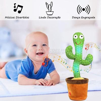 Brinquedo Infantil Cacto Dançante Pelúcia 120 Músicas Usb