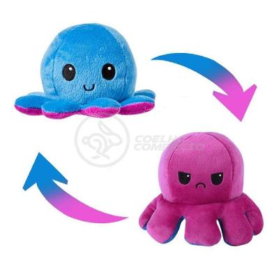 Polvo Reversível De Pelúcia Humor Feliz E Bravo Azul E Roxo