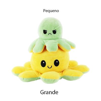 Polvo Reversível Humor Grande Tiktok Pelúcia Amarelo E Verde