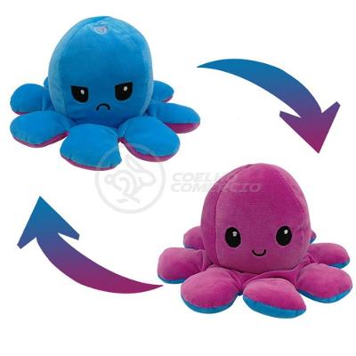 Polvo Reversível De Pelúcia Humor Feliz E Bravo Azul E Roxo
