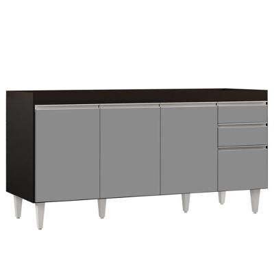 Balcão Gabinete 160cm Sem Tampo 4 Portas 2 Gavetas Preto