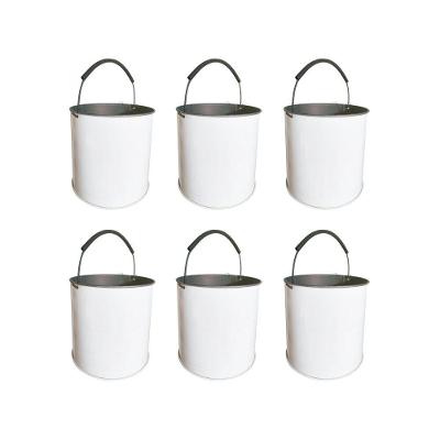 Kit Balde Metalico Com 6 Peças Multiuso Com Alça 12 Litros Branco