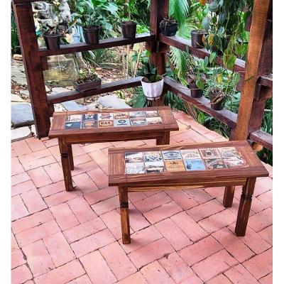 Kit Com 2 Bancos 0,80m Plus Madeira Azulejos Móveis Neppel