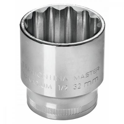 Soquete Estriado 13 Mm Encaixe 1/2´´ com Acabamento Cromado