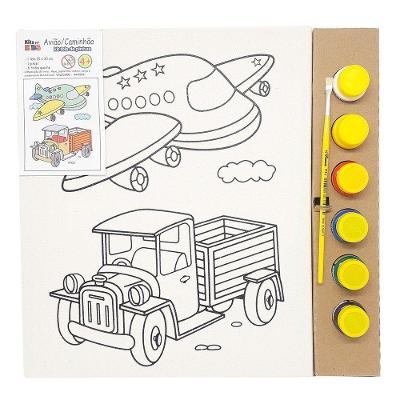 Kit Pintura Tela 25x30 Cm - Avião/caminhão - Kits For Kids