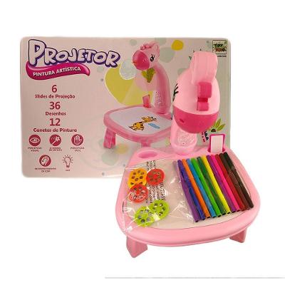 Projetor Para Desenho Infantil Mesa Pintura Girafa Rosa