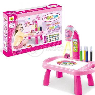 Projetor Para Desenho Infantil Mesa Pintura De Projeção Magica Brinquedos Aprendizagem Robo Rosa