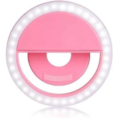 Luz De Selfie P/Celular Formato Ring Light Recarregável Rosa