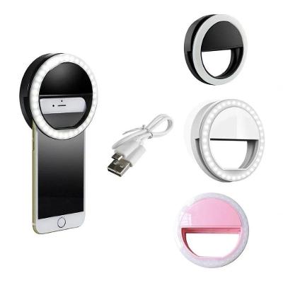 Clipe Anel Led Luz Selfie P/ Celular Branco (Mini Ring Light)