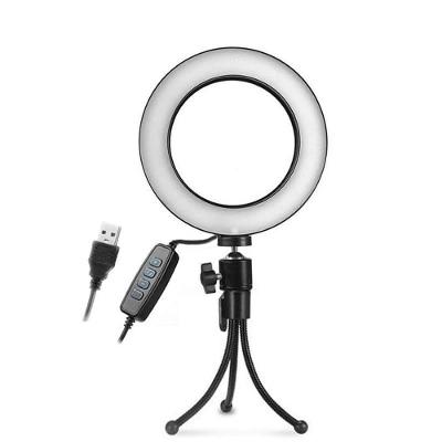 Iluminador Ring Light Led Usb Com Tripé - 16Cm - Controle Cor Luminosidade .