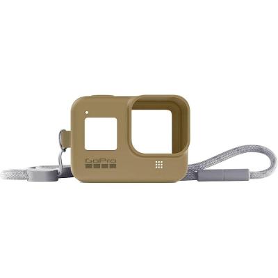 Capa Silicone Sleeve + Cordão Lanyard  para GoPro 8 Black Cor Marrom