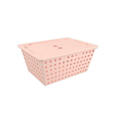 Cesta One Maxi Com Tampa 39 X 30 X 16,8 Cm Rosa Blush Coza