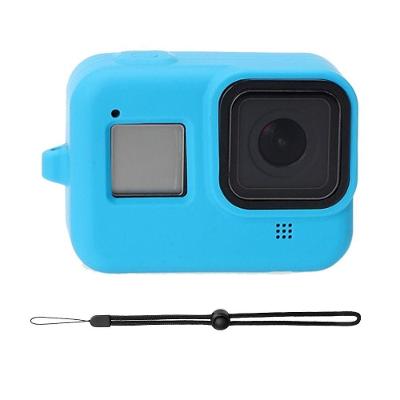 Capa Em Silicone Azul + Cordão Gopro Hero 8