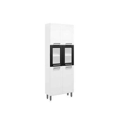 Módulo Cozinha Bertolini Múltipla Paneleiro  6037 6 Portas (2 c/ Vidro) Branco/Preto