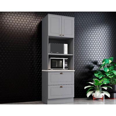 Paneleiro de Cozinha Modulado Americana c/ 2 Portas e 2 Gavetas (2 Fornos) 71.5cm Cinza - Henn