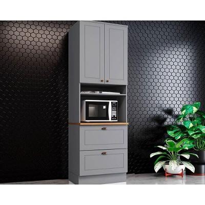 Paneleiro de Cozinha Modulado Americana c/ 2 Portas e 2 Gavetas (1 Forno) 71.5cm Cinza/Nature - Henn