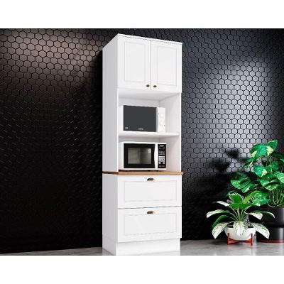 Paneleiro de Cozinha Modulado Americana c/ 2 Portas e 2 Gavetas (2 Fornos) 71.5cm Branco/Nature - Henn