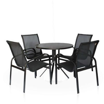 Conjunto 1 Mesa + 4 Cadeiras Para área Externa - Preto