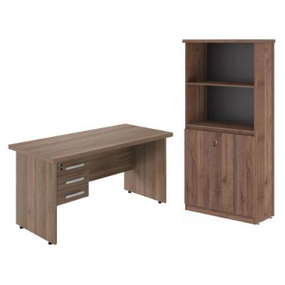 Conjunto De Mesa E Armário Estante Cruzeiro Noce