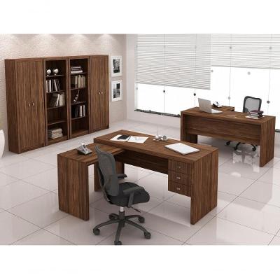 Conjunto Escritorio Completo 06 Peças Cj27 Nogal Nogal