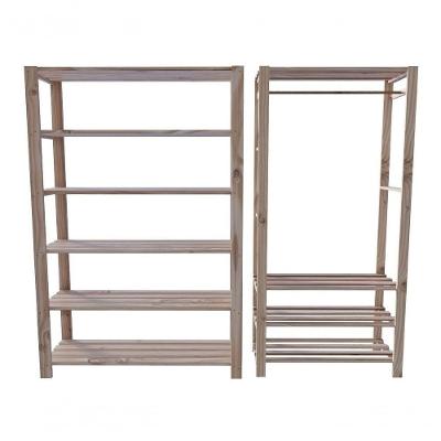 Arara Nova Reforçada E Estante 100% Pinus Minimalista Conjunto Sala Design