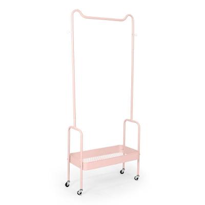 Arara De Roupas Multiuso Com Sapateira E Rodízios Em Ferro - Rosa
