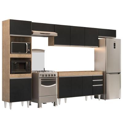 Armário De Cozinha Modulada 5 Peças Cp13 Balcão Sem Tampo Castanho/preto - Lumil