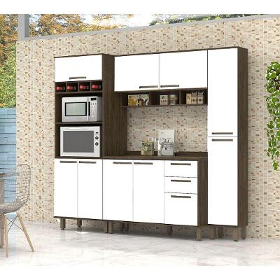 Cozinha Modulada Com Tampo 4 Peças Castanho Com Branco