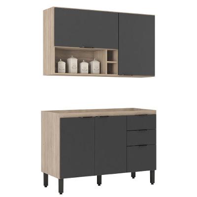 Cozinha Completa Modular 2 Peças Composição 11 Touch Grafito