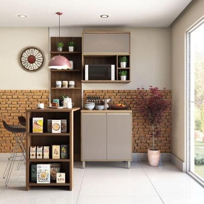 Cozinha Compacta 4 Peças 80cm Mel Vanill e Gra E Nogueira