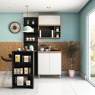 Cozinha 4 Pçs 80cm Mel Vanill e Branco Laca E Preto