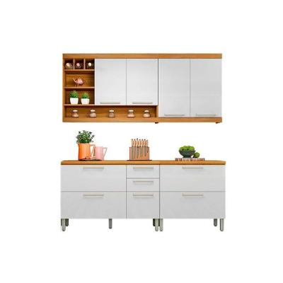 Cozinha Modulada Completa Burguesa Premium 4pçs (2 Armários 2 Balcões) C4P14 Freijó/Branco - Nesher