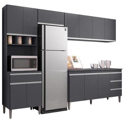 Cozinha Modulada 4 Peças Balcão Sem Tampo 160cm Andréia Cinza - Ajl Móveis