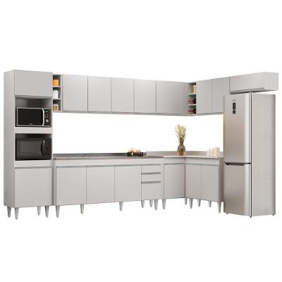 Armário De Cozinha Modulada De Canto 9 Peças Cp06 Balcão Com Pia Inox Branco - Lumil