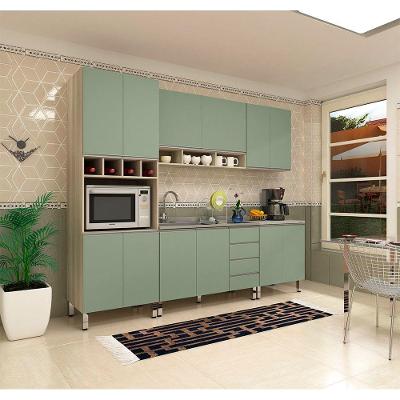 Armário De Cozinha 5 Peças Sem Tampo De 120 Crema Com Verde