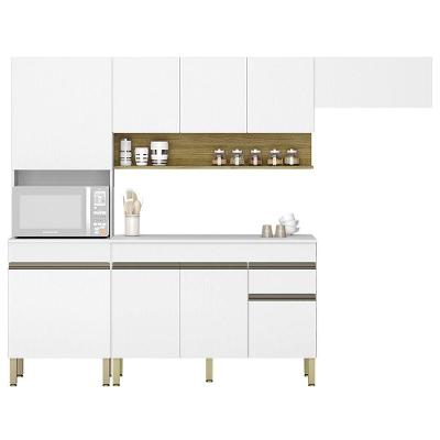 Armário De Cozinha 4 Peças Balcão Com Tampo 120cm Lina07 K02 Supremo/freijó - Mpozenato