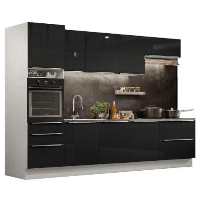Cozinha Completa Com Armário e Balcão - Branco/preto