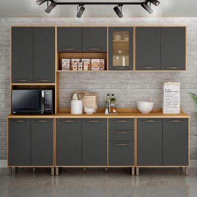 Cozinha Completa 5 Peças Detalhe Vidro áustria Valdemóveis Cinamomo/grafite
