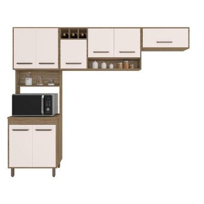 Cozinha Compacta 3 Peças Com 8 Portas E Paneleiro Duplo Barcelona Cor Carvalho Oak Off White Poliman Móveis