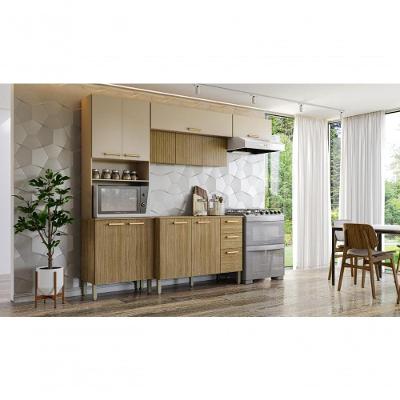 Armario De Cozinha Completo 9 Portas 2 Gavetas Urbane Freijo Vanilla Cp-ripado Freijo