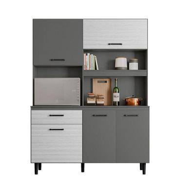 Cozinha Zeus 140 5 Portas Chumbo/Chumbo/Ripado Cinza