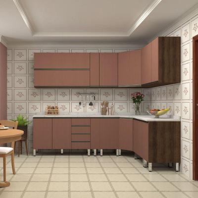 Armário De Cozinha De Canto C/12 Peças Dourado/Mármore